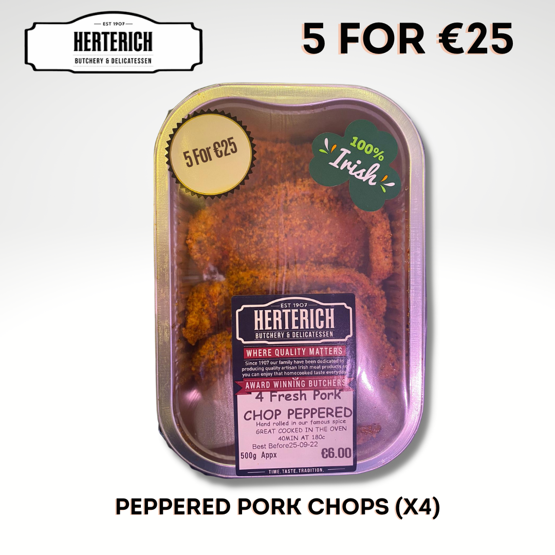 Peppered Pork Chops (4 per pack) | Herterich Traditional Irish 